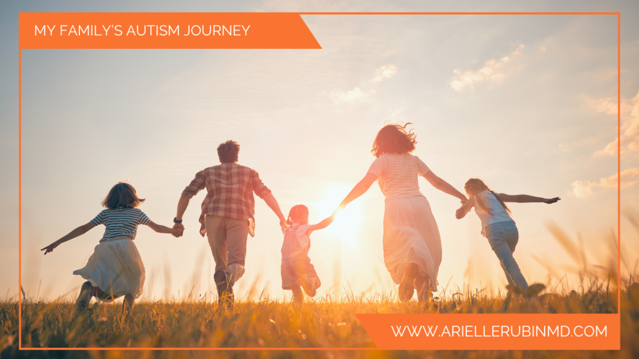 Family running together in a beautiful, open field, symbolizing unity and joy on their autism journey.